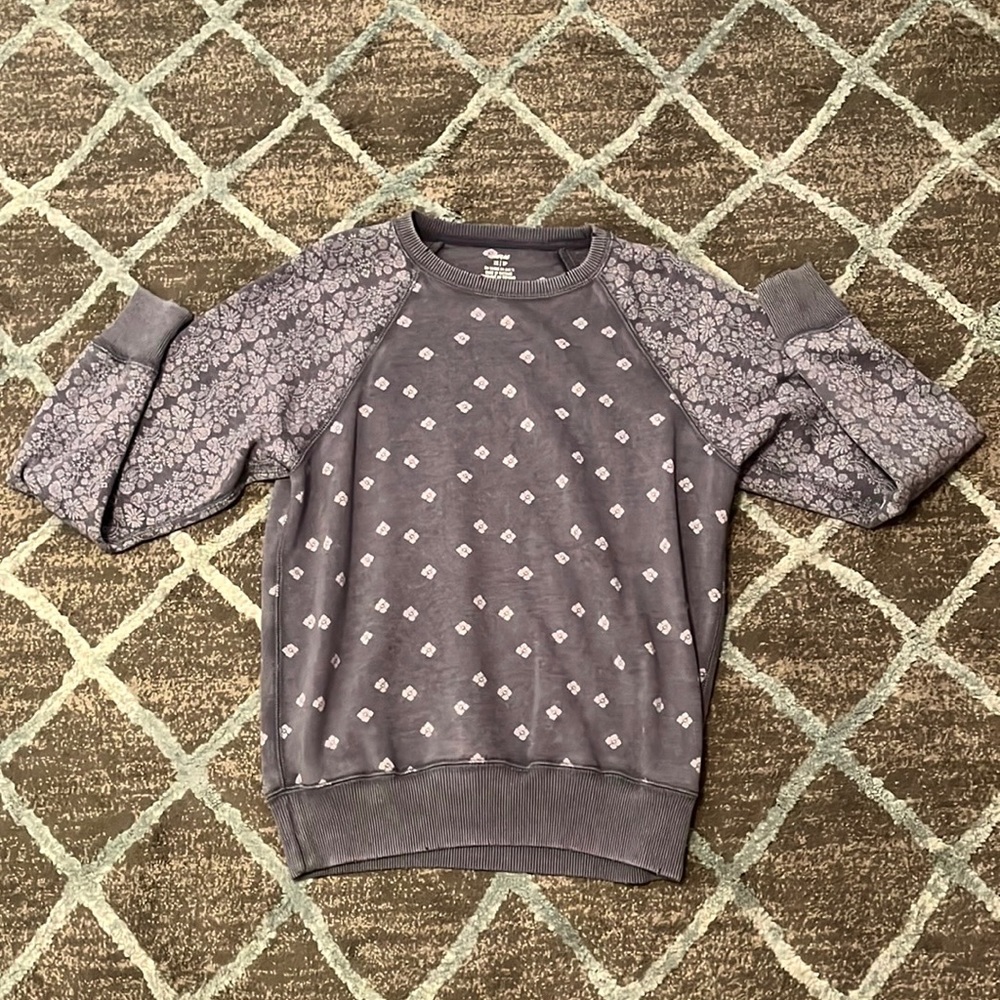 Aerie Distressed Sweatshirt, Blue, Size XS
